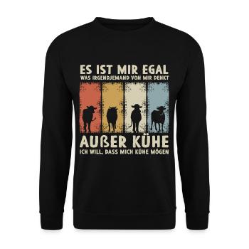 Mir Egal Was jemand Von Mir Denkt Außer Kühe - Unisex Pullover - Schwarz - Vorne - Alina (178cm) & Michal (187cm)