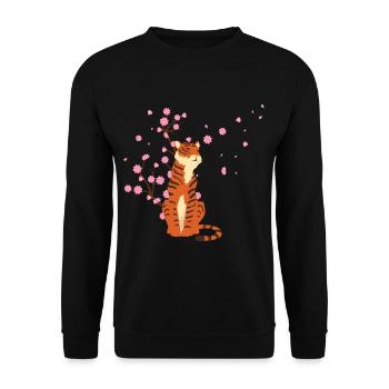 Cherry Blossom Tiger Japanese Sakura Flower - Unisex Sweatshirt - black - Front - Alina (178cm) & Michal (187cm)
