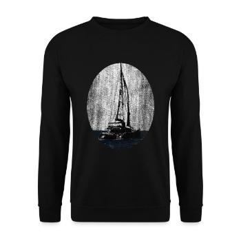 Katamaran Segler Segelschiff - Unisex Pullover - Schwarz - Vorne - Alina (178cm) & Michal (187cm)