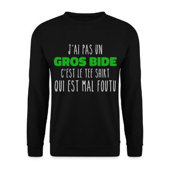 Ich habe keinen dicken Bauch, es ist das Geschenk-T-Shirt - Unisex Pullover - Schwarz - Vorne - Alina (178cm) & Michal (187cm)