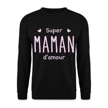 Super maman d'amour - Sweat-shirt Unisexe - noir - Devant - Alina (178cm) & Michal (187cm)