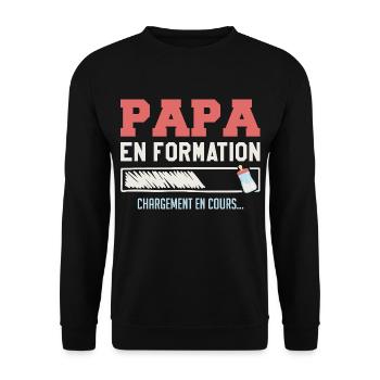 Papa en Formation - Chargement en Cours - Sweat-shirt Unisexe - noir - Devant - Alina (178cm) & Michal (187cm)