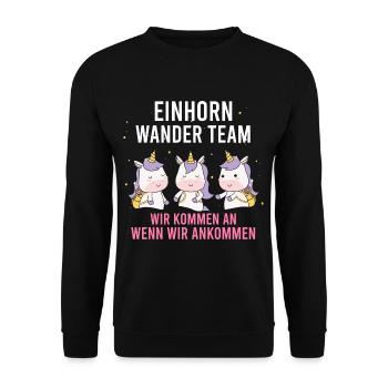 Einhorn Wanderteam Einhorn Wander Team - Unisex Pullover - Schwarz - Vorne - Alina (178cm) & Michal (187cm)