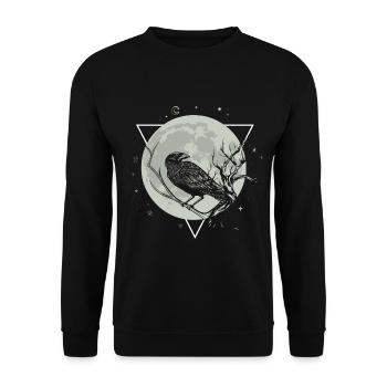 Krähe Mond Schwarze Schwarzer Rabe - Unisex Pullover - Schwarz - Vorne - Alina (178cm) & Michal (187cm)