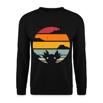 Retro Vintage Axolotl - Unisex Pullover - Schwarz - Vorne - Alina (178cm) & Michal (187cm)