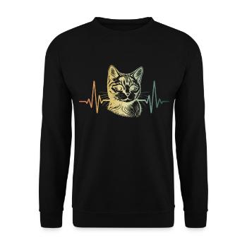 Battement de cœur Chat ECG Pouls Chat Amour - Sweat-shirt Unisexe - noir - Devant - Alina (178cm) & Michal (187cm)