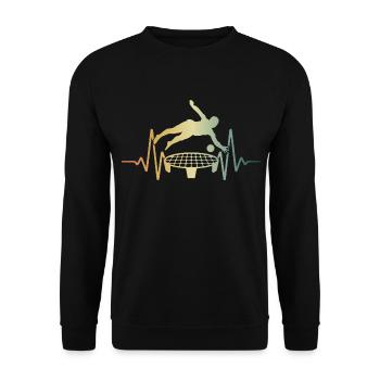 Spikeball Roundnet EKG Herzschlag Puls - Unisex Pullover - Schwarz - Vorne - Alina (178cm) & Michal (187cm)