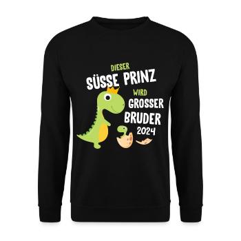Dieser Süsse Prinz Wird Grosser Bruder 2024 - Unisex Pullover - Schwarz - Vorne - Alina (178cm) & Michal (187cm)