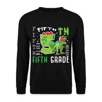 5. Klasse Dino T-Rex - Unisex Pullover - Schwarz - Vorne - Alina (178cm) & Michal (187cm)