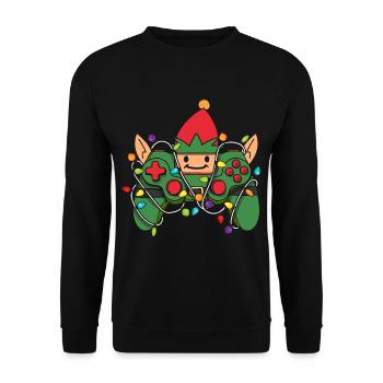 Christmas Gaming Controller - Unisex Pullover - Schwarz - Vorne - Alina (178cm) & Michal (187cm)