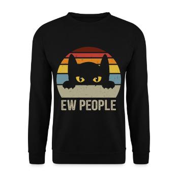 Ew People Sweet Cat Vintage Chats Fun Retro - Sweat-shirt Unisexe - noir - Devant - Alina (178cm) & Michal (187cm)
