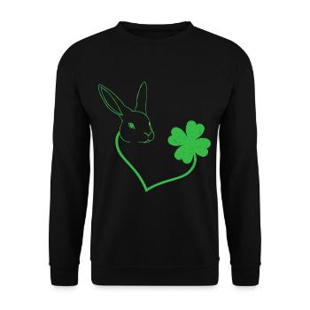 Hase Kleeblatt Herz Liebe - Unisex Pullover - Schwarz - Vorne - Alina (178cm) & Michal (187cm)