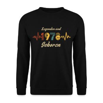 Geburtstag 1978 Herzschlag Vintage Retro Spruch - Unisex Pullover - Schwarz - Vorne - Alina (178cm) & Michal (187cm)