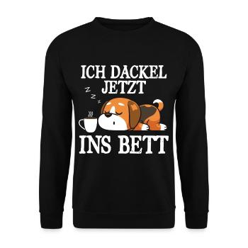 I Teckel Maintenant Au Lit Chemise De Sommeil Teckel - Sweat-shirt Unisexe - noir - Devant - Alina (178cm) & Michal (187cm)