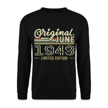 Juni 1948 Geburtstag Juni 1948 - geboren im Juni 1948 - Unisex Pullover - Schwarz - Vorne - Alina (178cm) & Michal (187cm)