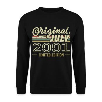 Juli 2001 Original Geburtstagsgeschenk 2001 - Unisex Pullover - Schwarz - Vorne - Alina (178cm) & Michal (187cm)