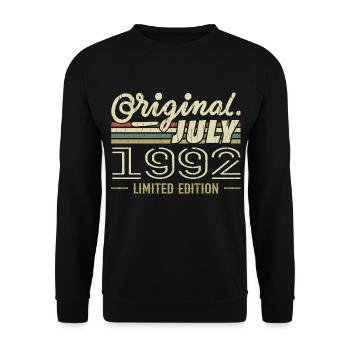 Juli 1992 Original 1992 Geburtstagsgeschenk - Unisex Pullover - Schwarz - Vorne - Alina (178cm) & Michal (187cm)