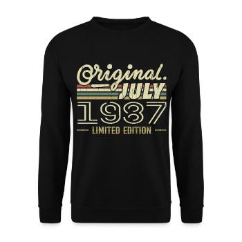 Juli 1987 Original Geburtstagsgeschenk 1987 - Unisex Pullover - Schwarz - Vorne - Alina (178cm) & Michal (187cm)
