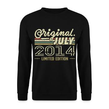 Juli 2014 Original Geburtstagsgeschenk 2014 - Unisex Pullover - Schwarz - Vorne - Alina (178cm) & Michal (187cm)