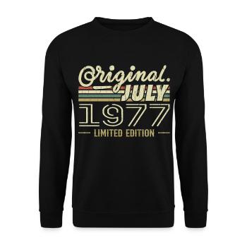 Juillet 1977 Original Cadeau Anniversaire 1977 - Sweat-shirt Unisexe - noir - Devant - Alina (178cm) & Michal (187cm)
