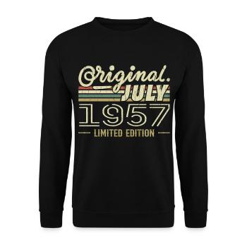 Juli 1957 Originales Geburtstagsgeschenk 1957 - Unisex Pullover - Schwarz - Vorne - Alina (178cm) & Michal (187cm)