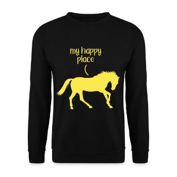 Riding My Happy Place Cavaliers de courses équestres - Sweat-shirt Unisexe - noir - Devant - Alina (178cm) & Michal (187cm)