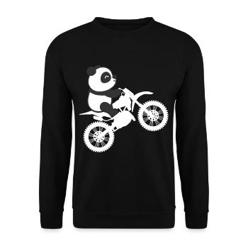 Panda Riding Motocross - Unisex Pullover - Schwarz - Vorne - Alina (178cm) & Michal (187cm)
