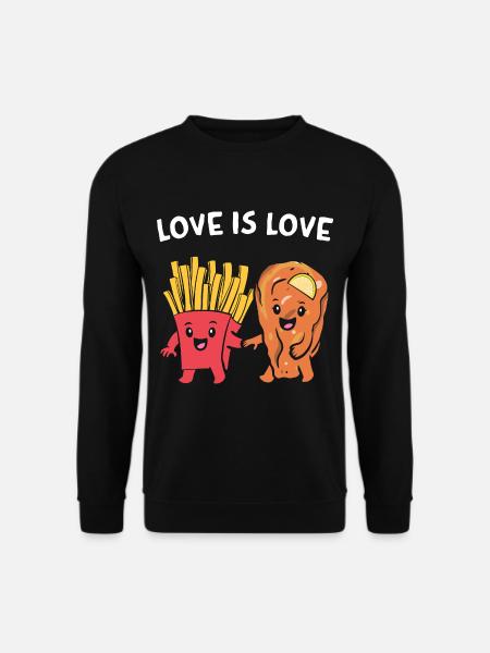 Schnitzel mit Pommes Love Is Love Valentinstag - Unisex Pullover - Schwarz