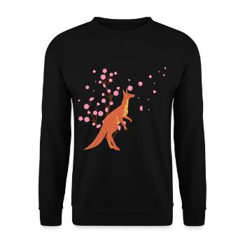 Cherry Blossom Kangaroo Japanese Sakura Flower - Unisex Sweatshirt - black - Front - Alina (178cm) & Michal (187cm)