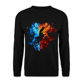 Motocross Fire Flames Motocross Rider Motorcycle - Unisex Sweatshirt - black - Front - Alina (178cm) & Michal (187cm)