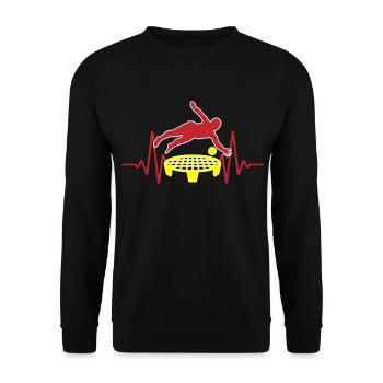 Spikeball Roundnet EKG Herzschlag Farben änderbar - Unisex Pullover - Schwarz - Vorne - Alina (178cm) & Michal (187cm)