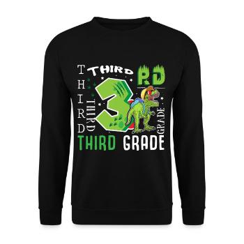 3rd class Dino T-Rex - Unisex Sweatshirt - black - Front - Alina (178cm) & Michal (187cm)