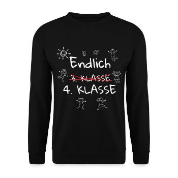 4.Klasse Schulkind Erster Schultag Vierte Klasse - Unisex Pullover - Schwarz - Vorne - Alina (178cm) & Michal (187cm)