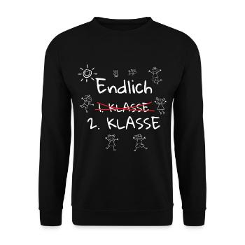 Finally 2nd Grade Schoolchild Second Grade - Unisex Sweatshirt - black - Front - Alina (178cm) & Michal (187cm)