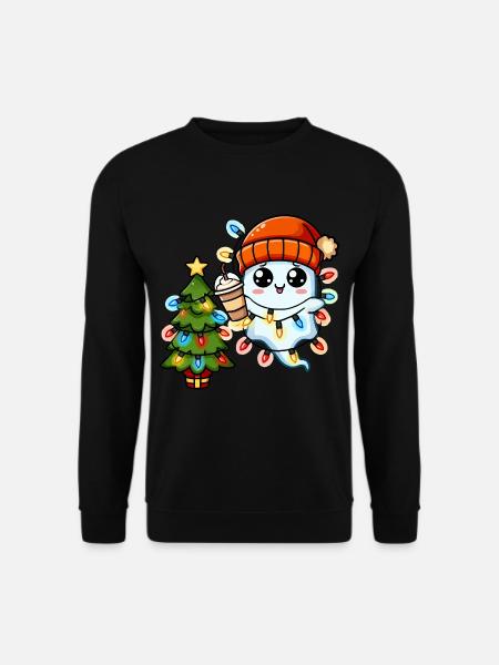 Weihnachtsgeist Lichterkette Weihnachtsbaum - Unisex Pullover - Schwarz