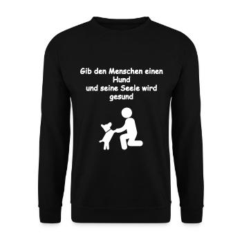 Hund & Mensch / Hundehalter Geschenkidee - Unisex Pullover - Schwarz - Vorne - Alina (178cm) & Michal (187cm)