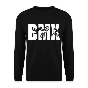 BMX Bike Biker Silhouette lettering - Unisex Sweatshirt - black - Front - Alina (178cm) & Michal (187cm)