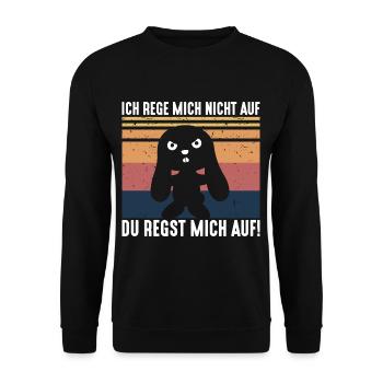 Ich rege mich nicht auf genervter Hase - Unisex Pullover - Schwarz - Vorne - Alina (178cm) & Michal (187cm)