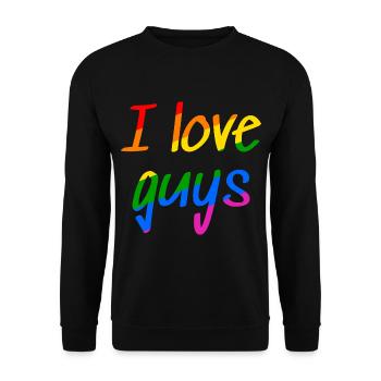 I love Guys - Gay Proud Shirt - Unisex Pullover - Schwarz - Vorne - Alina (178cm) & Michal (187cm)