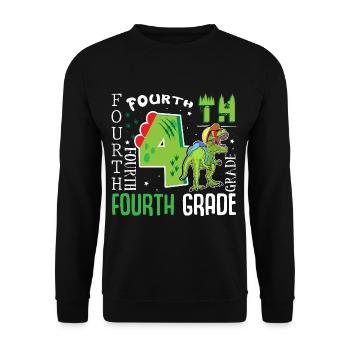 4th Grade Dino T-Rex - Unisex Sweatshirt - black - Front - Alina (178cm) & Michal (187cm)