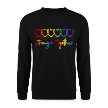 Rainbow Hearts Stronger together Pride Month - Unisex Sweatshirt - black - Front - Alina (178cm) & Michal (187cm)