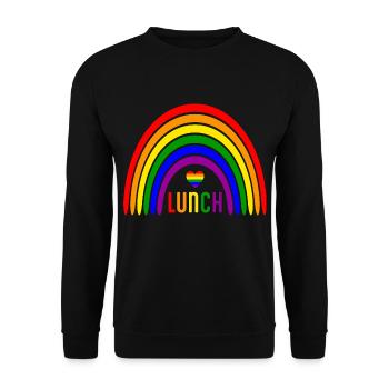 LGBTQ-Regenbogen-Mittagessen - Bunte Pride - Unisex Pullover - Schwarz - Vorne - Alina (178cm) & Michal (187cm)