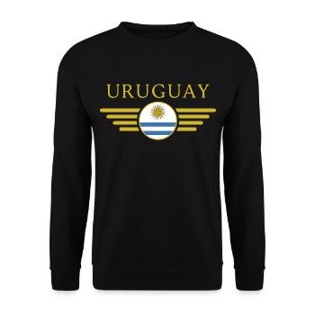 Ich liebe Uruguay, Eleganz Stil Design T-Shirt - Unisex Pullover - Schwarz - Vorne - Alina (178cm) & Michal (187cm)