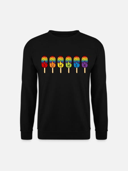 Summer - Rainbow - Eating Ice Cream - Summer - Ice Cream - Unisex Sweatshirt - black