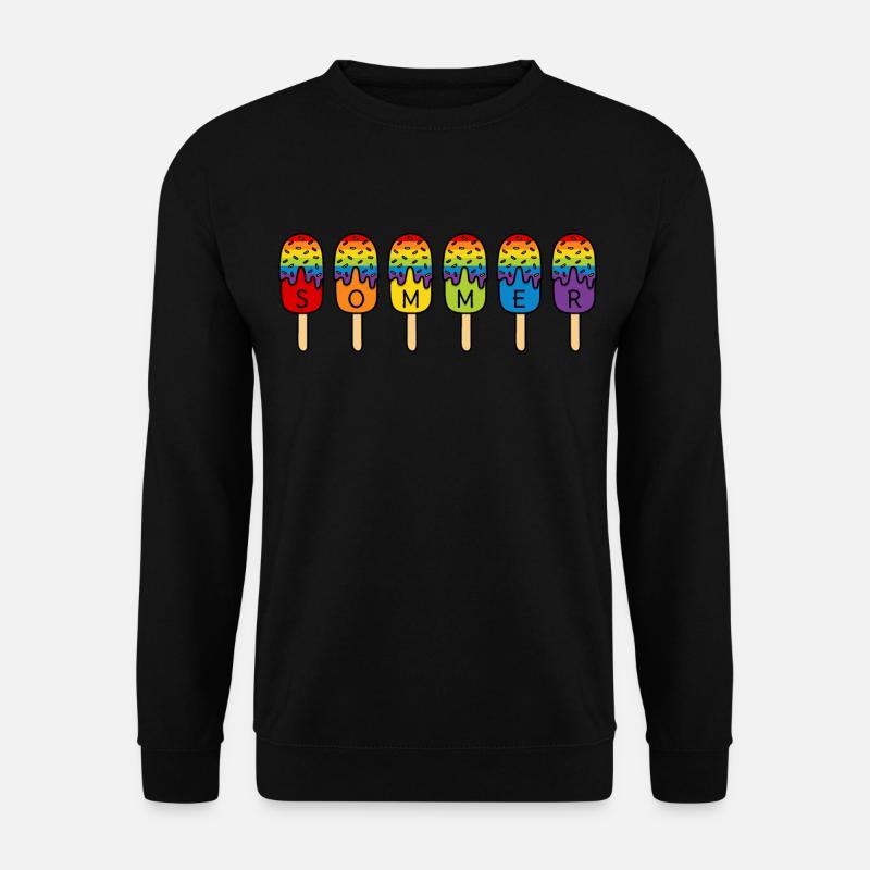 Eis essen - Regenbogen - bunt - Sommer - Eis - Unisex Pullover - Schwarz