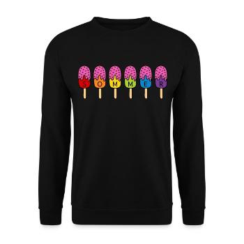 Sommer Eis essen Regenbogen bunt pink Eis - Unisex Pullover - Schwarz - Vorne - Alina (178cm) & Michal (187cm)