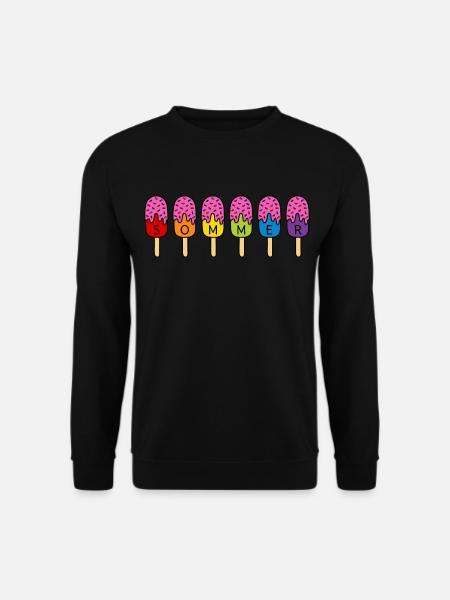 Sommer Eis essen Regenbogen bunt pink Eis - Unisex Pullover - Schwarz