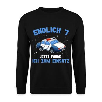 7 Birthday Police 7 Year Old - Unisex Sweatshirt - black - Front - Alina (178cm) & Michal (187cm)