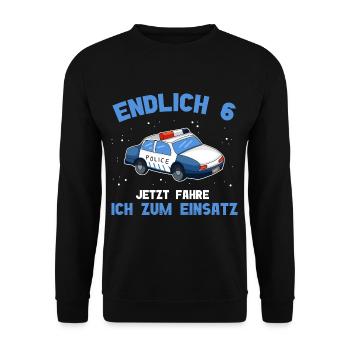 6 Birthday Police 6 Year Old - Unisex Sweatshirt - black - Front - Alina (178cm) & Michal (187cm)