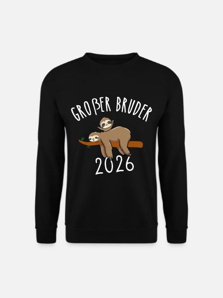 Ich bin jetzt ein großer Bruder 2026 Faultier - Unisex Pullover - Schwarz
